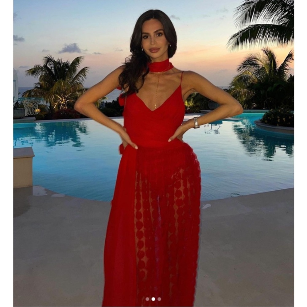 NEW For Love & Lemons Hannah Maxi Dress Red Small - Picture 10 of 17